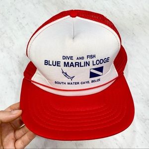 Vintage Mesh redwhite SnapBack trucker hat fishing